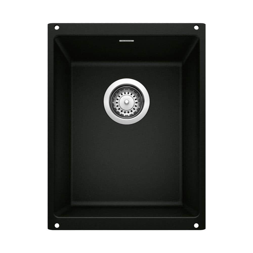 PRECIS Black Granite Composite 13.75 in. Undermount Bar Sink in Coal Black