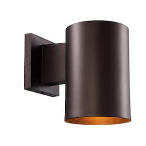 Cali 1-Light Small Bronze Cylinder Outdoor Wall Light Fixture