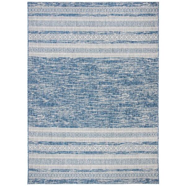 SAFAVIEH Courtyard Navy/Gray 7 ft. x 10 ft. Indoor/Outdoor Area Rug