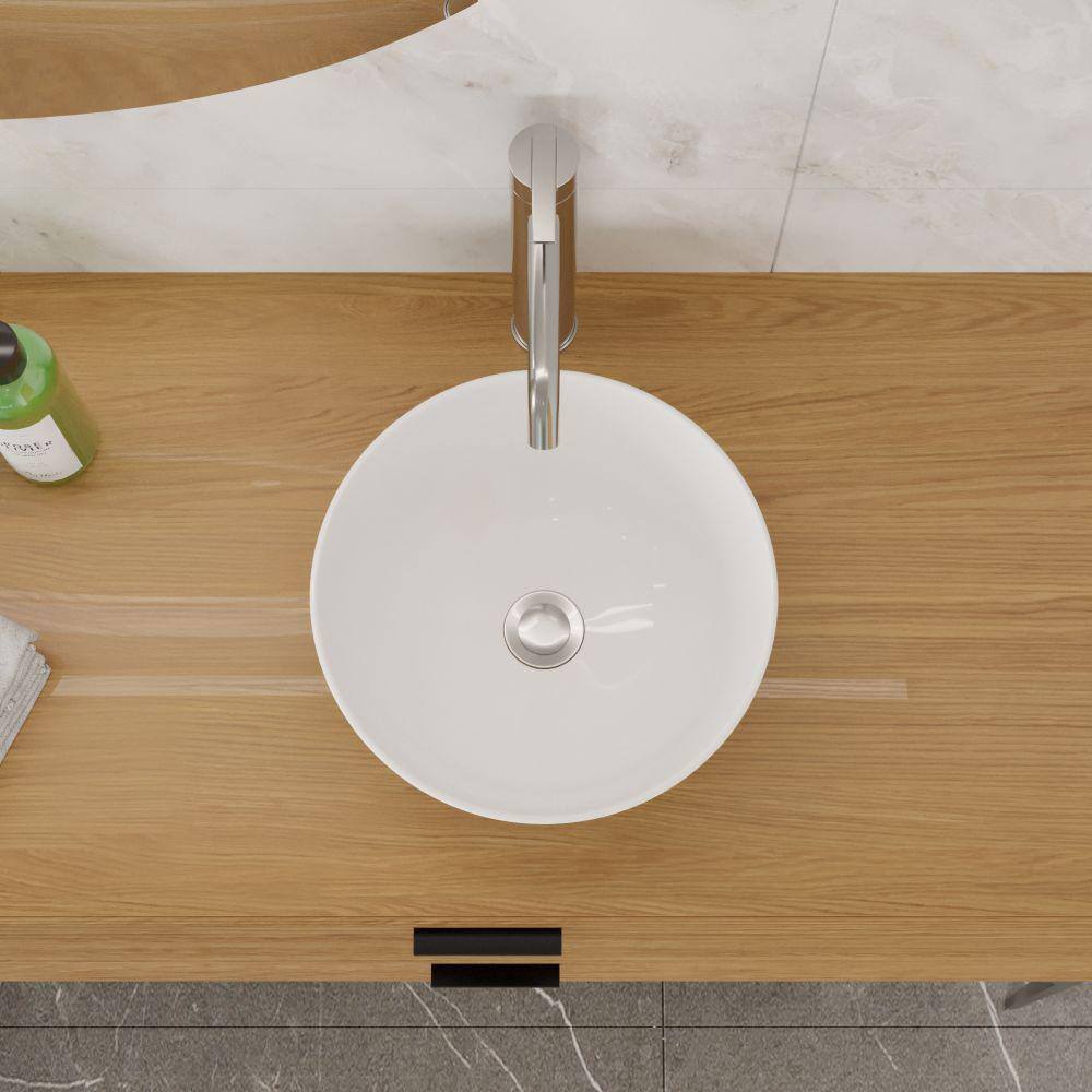 16 Inch White Ceramic Round Vessel Bathroom Sink