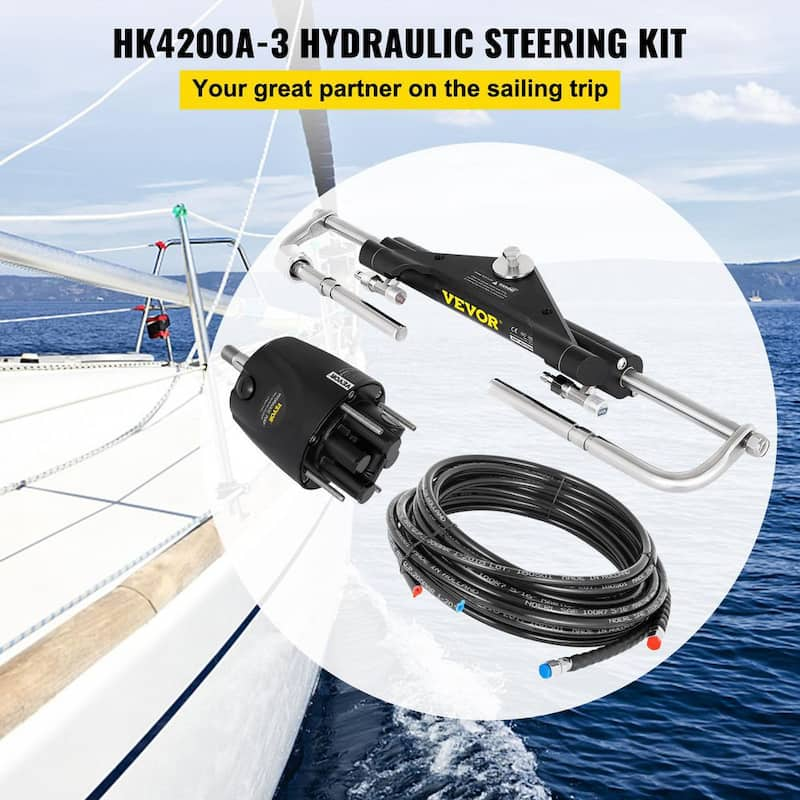 150HP Hydraulic Outboard Steering Kit with two lengths of 20 ft. hose Boat Marine System