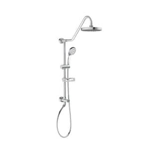 Kauai 5-Spray Settings 8 in. Wall Mount Dual Fixed and Handheld Shower Head 1.8 GPM in Chrome