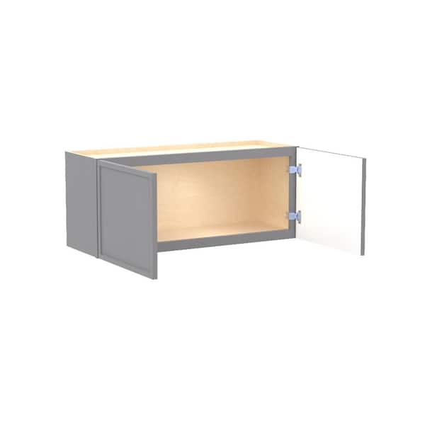 Franklin 33 in. W x 12 in. D x 15 in. H Assembled Plywood Wall Bridge Kitchen Cabinet in Veiled Gray with Soft Close