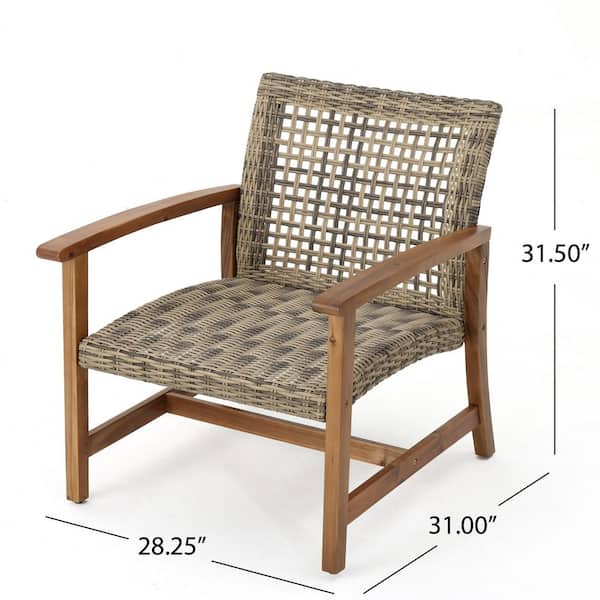 YOSIMFUR Outdoor Acacia Wood Wicker Club Chairs (2-Pack) DJYC