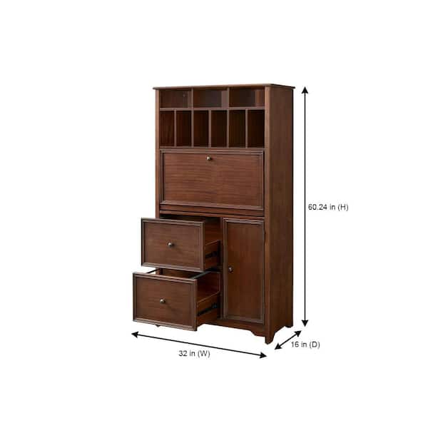 Bradstone Walnut Brown Wood Secretary Desk