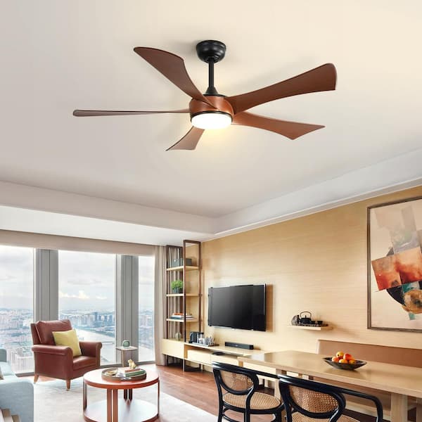 52 in. Indoor/Outdoor 6-Speed Black Ceiling Fan with Integrated LED Light Kit and Remote Control