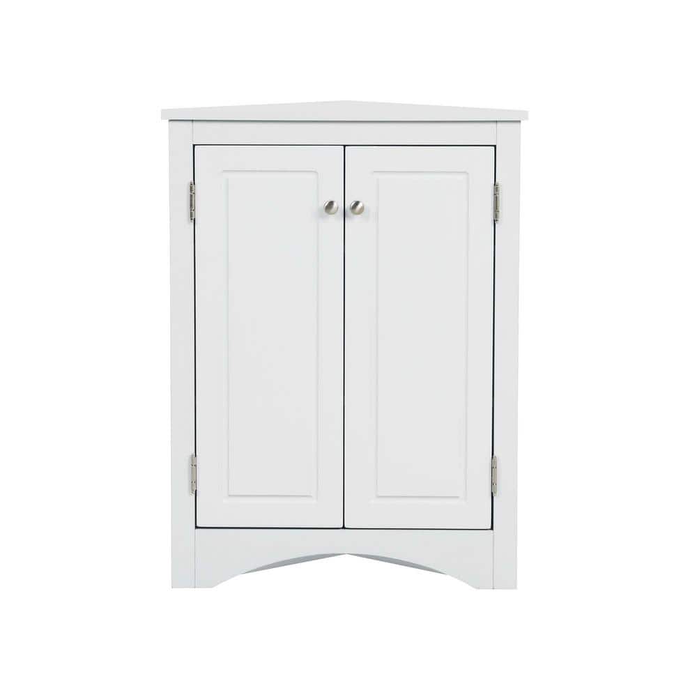 17.2 in. W x 17.2 in. D x 31.5 in. H White Linen Cabinet Triangle Corner St