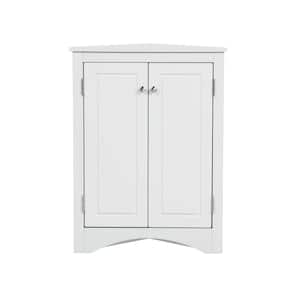 17.2 in. W x 17.2 in. D x 31.5 in. H White Linen Cabinet Triangle Corner Storage Cabinet with Adjustable Shelf