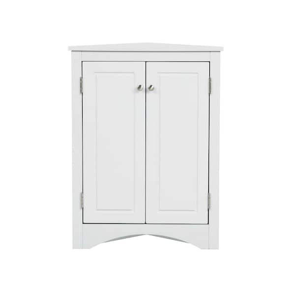 Unbranded 17.2 in. W x 17.2 in. D x 31.5 in. H White Linen Cabinet Triangle Corner Storage Cabinet with Adjustable Shelf