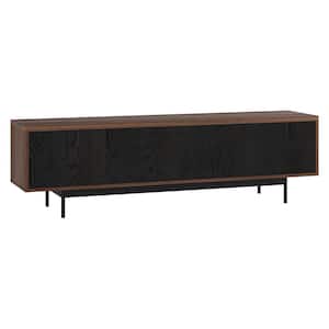 Whitman 70 in. Satin Walnut and Black Grain TV Stand Fits TV up to 75 in.