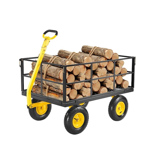 1,400 Lbs. 13.48 cu. ft. Steel Garden Cart, Heavy Duty Pullable Garden Wagon Yard Cart 2 in 1 Yard Trailer 2025 Update