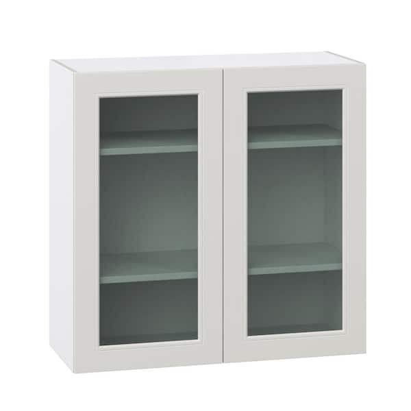 J COLLECTION Galveston 36 in. W x 14 in. D x 35 in. H Assembled Glass Door Wall Kitchen Cabinet in Light Grey