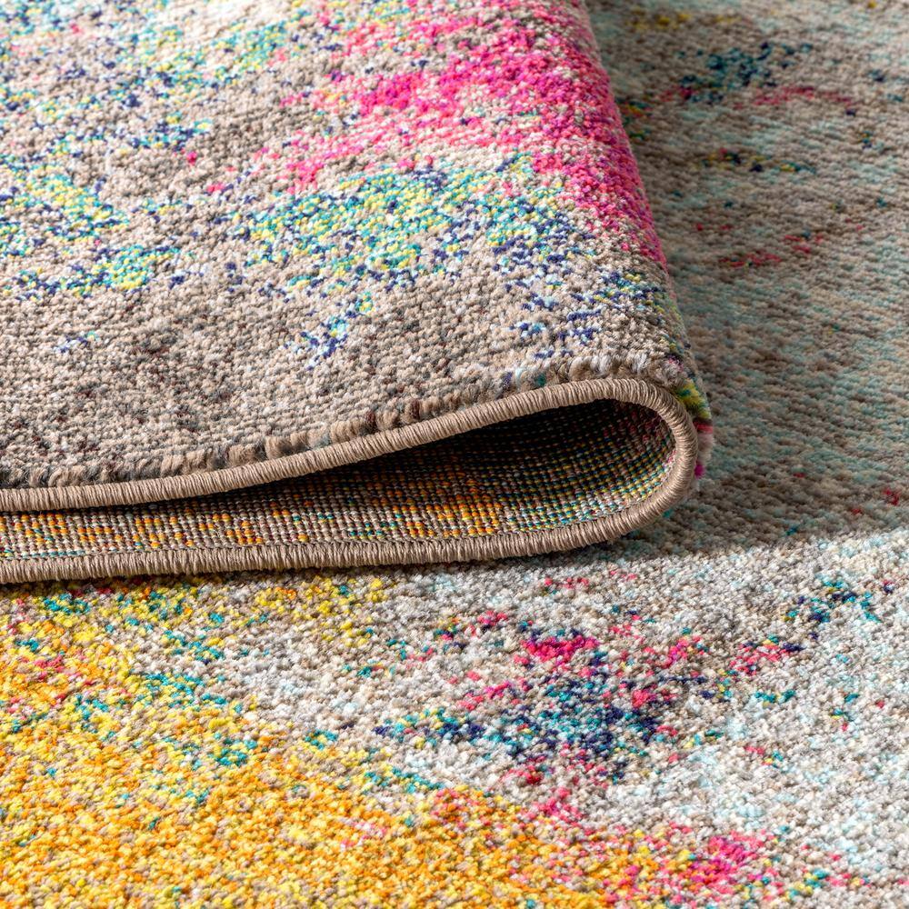 Yellow and Multicolor Abstract Synthetic Flat Woven Area Rug