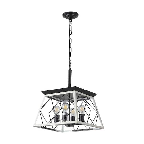 VEVETTA 4-Light White Farmhouse Chandelier Vintage Antique Chandeliers for Dining Room Kitchen Island with No Bulbs Included