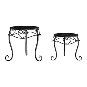 8.5 in and 11 in. Tall Indoor/Outdoor Matte Black Metal Plant Stand (1-Tier)