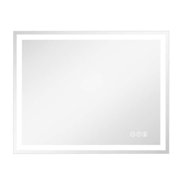 36 in. W x 28 in. H Rectangular Frameless LED Wall Bathroom Vanity Mirror, Tempered Glass