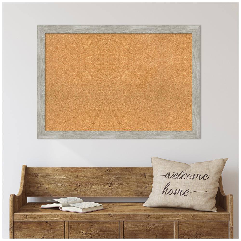 Dove Greywash Narrow Framed Natural Corkboard 43" x 31"