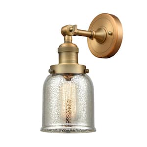 Innovations Franklin Restoration Small Bell 5 in. 1 Light Brushed Brass  Wall Sconce with Plated Smoke Glass Shade 203-BB-G53 - The Home Depot