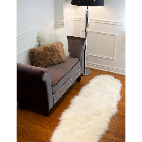 Gordon Off White 2 ft. x 6 ft. Faux Sheepskin Double Indoor Rug