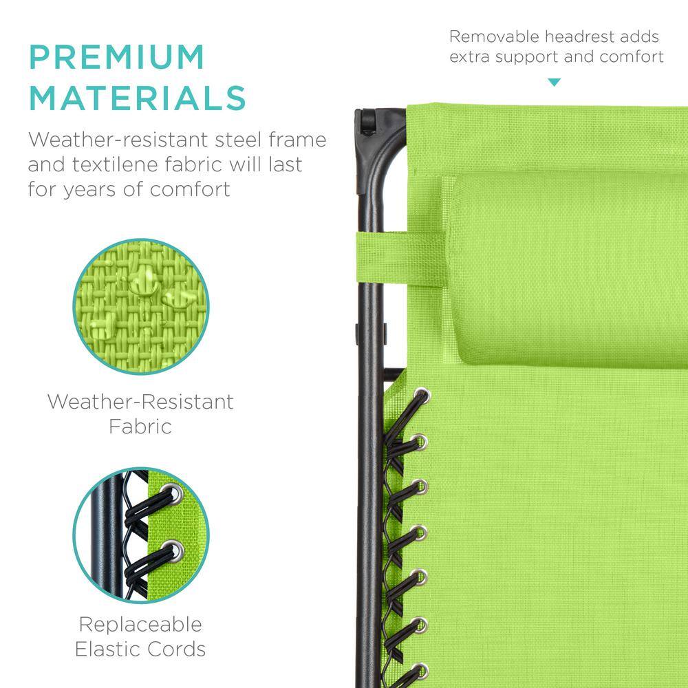 Lime Green Steel Zero Gravity Recliner with Canopy and Tray