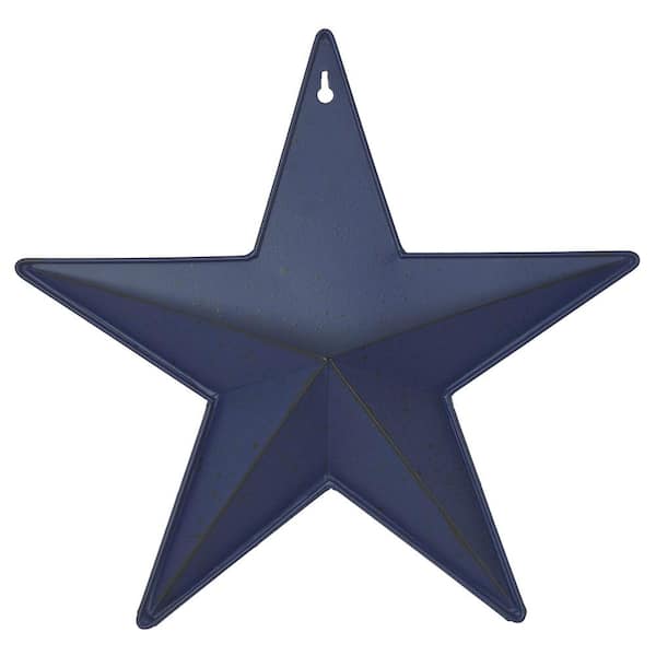 Mayflower Market Patriotic Navy Metal Star 12 in. Wall Hanger with Pocket