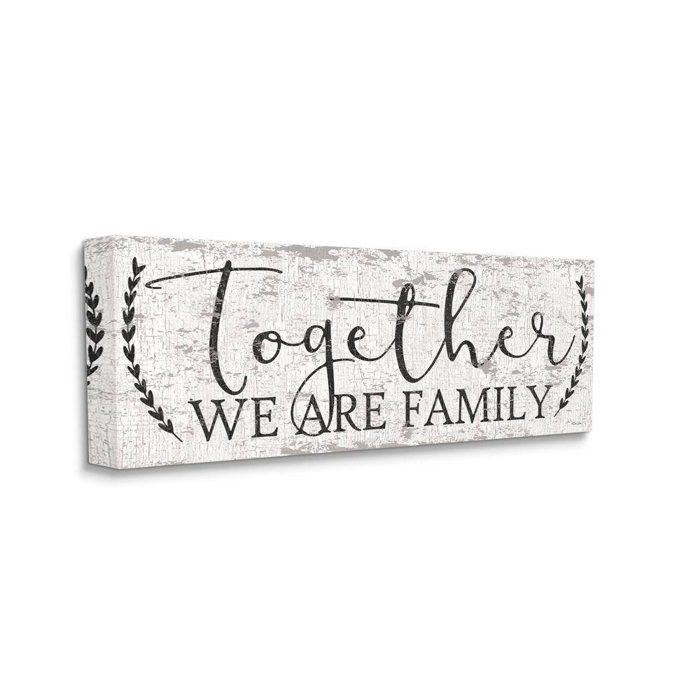 Together We Are Family Distressed White Canvas Wall Art