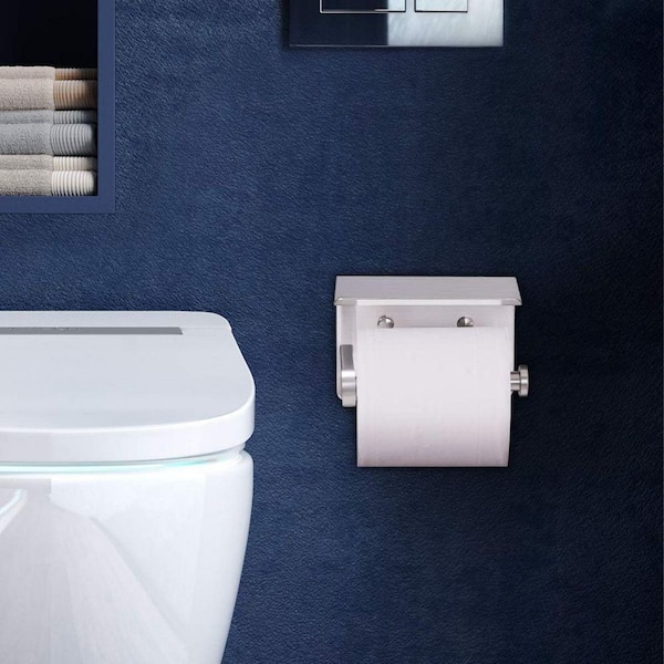 Self Adhesive Toilet Paper Holder with Shelf - Paper Towel Holder Wall Mount Bathroom Washroom Toilet Roll Holder Crystal Acrylic Medium Toilet