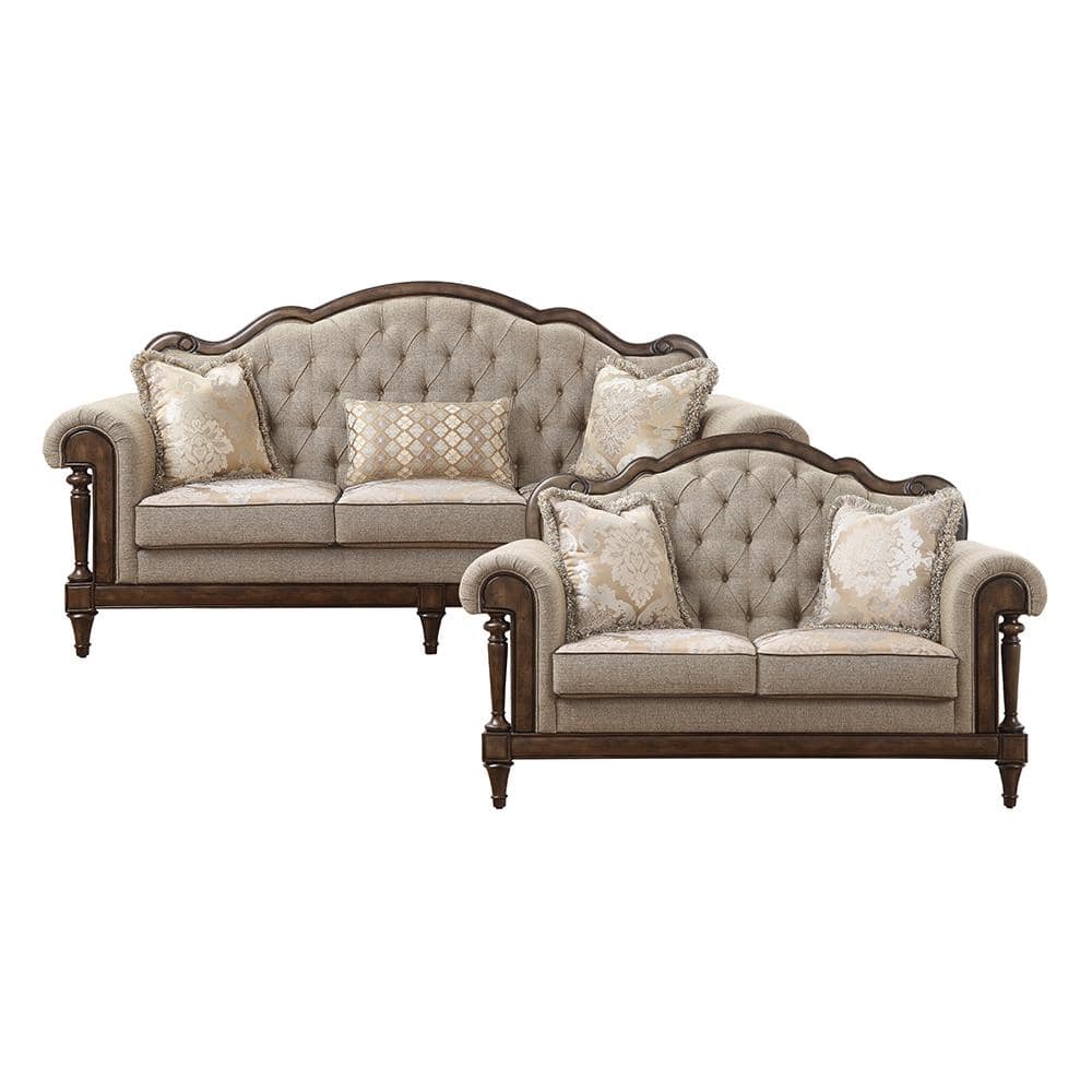 Cody 91 in. W. Rolled Arm Textured Fabric Rectangle 2-Piece Living Room Sof
