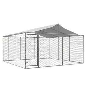 91 in. x 157 in. x 157 in. Metal Heavy-Duty Freestanding Dog Kennel Pet Cage with Waterproof Roof