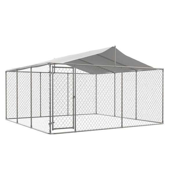 Tidoin 91 in. x 157 in. x 157 in. Metal Heavy-Duty Freestanding Dog Kennel Pet Cage with Waterproof Roof