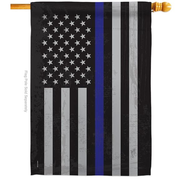 Breeze Decor 28 in. x 40 in. US Blue Stripe Police House Flag 2-Sided Armed Forces Decorative Horizontal Flags