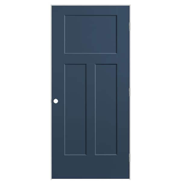 Masonite 36 in. x 80 in. 3-Panel Winslow Left-Hand Solid Core Night Tide Molded Composite Single Prehung Interior Door