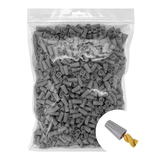 Ahfiwaso 1000-Pieces AWG 22-16 Wire Caps Electrical Connectors, Cone-Shaped Insulating Insert Twist Nuts, Gray