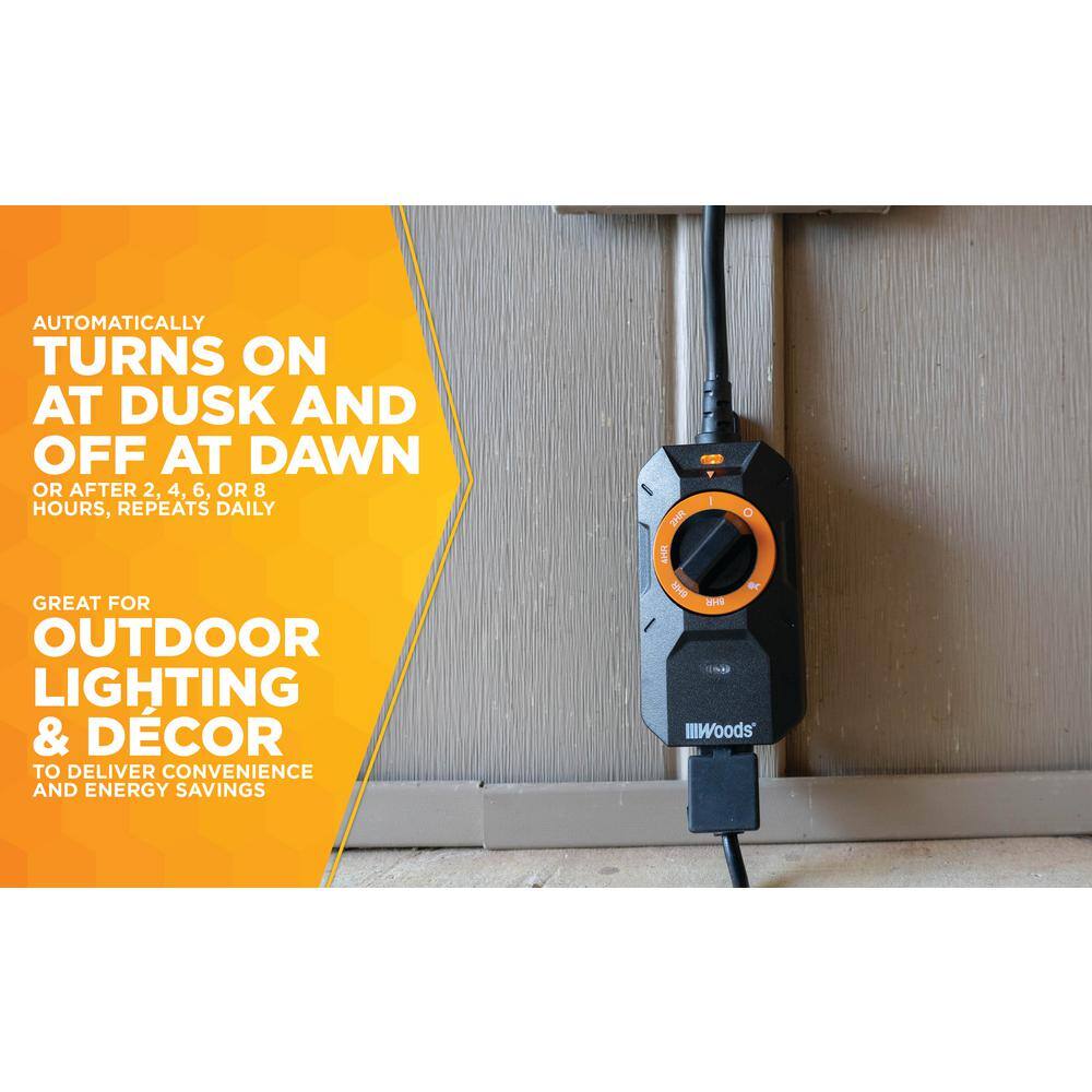 Black and Orange Outdoor Dusk to Dawn Lighting Timer
