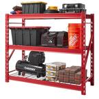 3-Tier Heavy Duty Industrial Welded Steel Garage Storage Shelving Unit in Red (65 in. W x 54 in. H x 24 in. D)