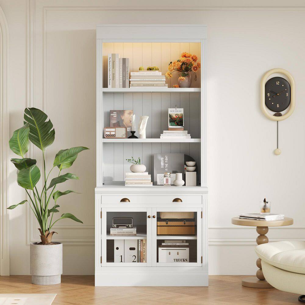 Harper & Bright Designs 83.4 in. Tall White Wood 3-Shelf Standard ...