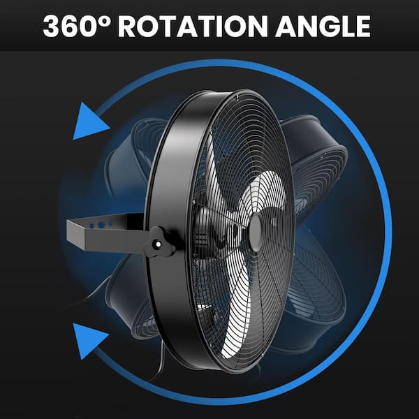 Edendirect 22 in. 3-Speed High Velocity Max. 2191 CFM Waterproof Oscillating Indoor Black Industrial Wall Mount Fan