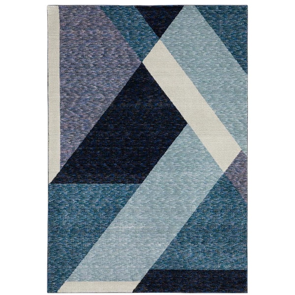 AVERLEY HOME Saturn Blue/Purple 8 ft. x 10 ft. Art-Deco Modern Geometric Polypropylene-Nylon Blend Indoor Area Rug