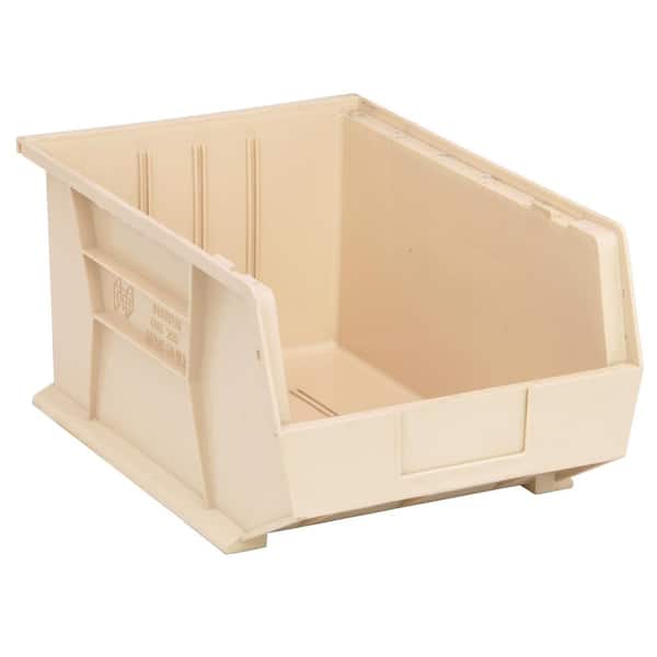 QUANTUM STORAGE SYSTEMS Ultra Series Stack and Hang 8.9 Gal. Storage Bin in Ivory (4-Pack)