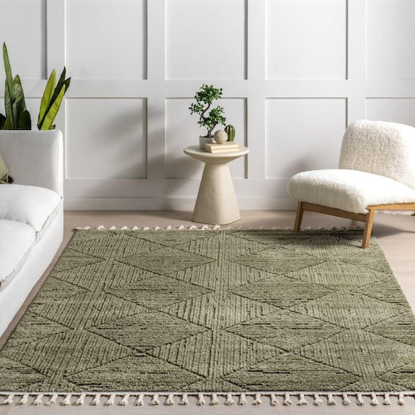nuLOOM Shafali Tiled Trellis Green 5 ft. x 8 ft. Indoor Area Rug