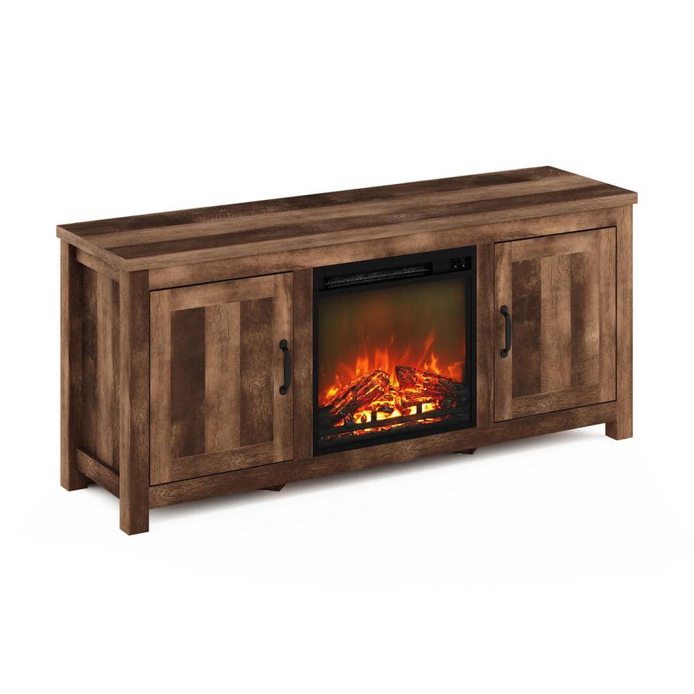 Furinno Jensen Mobile TV Stile Farmhouse – Adatto A TV Fino A 70 Pollici, Marrone Rustico, Dimensioni 148,21 X 39,60 X 60,50 Cm, Con Ante E Ripiani Regolabili