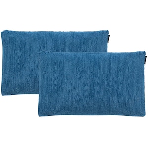 Soleil Solid Light Marine Blue Outdoor Lumbar Pillow (2-Pack)