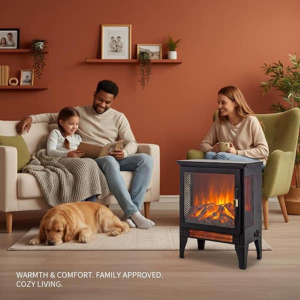 14.2 in. 1400-Watt Black 5000 BTU Freestanding Electric Utility Convection Infrared Space Heater