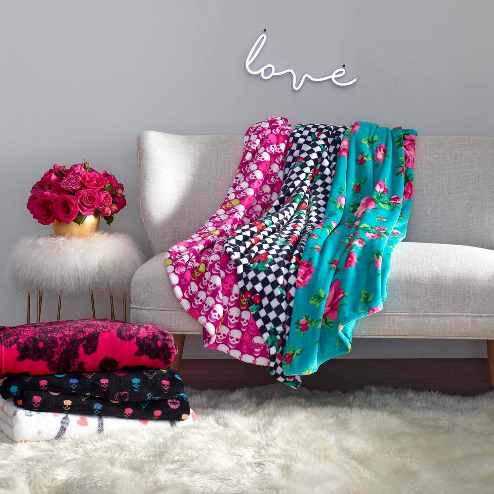 Turquoise Blue Reversible Fleece Throw Blanket 50"x70"