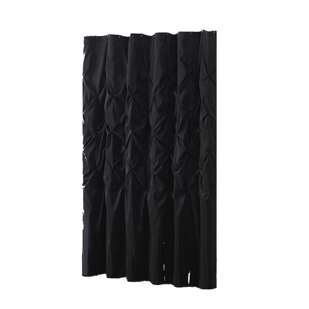 72 in. W x 72 in. L Polyester Tufted Semi-Sheer Shower Curtain in Black for