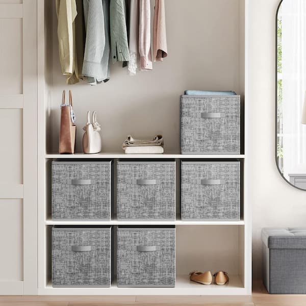 Unbranded Gray 13 in. x 13 in. Cardboard Decorative Basket Set of 6