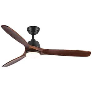 52 in. Indoor Brown YUHAO Farmhouse Rustic LED Ceiling Fan with Remote Control