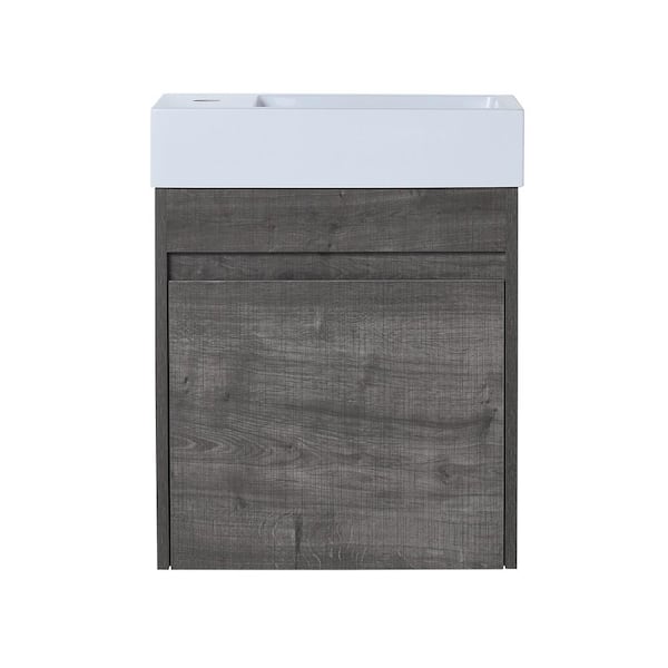 Unbranded Milburn 18.10 in. W x 10.20 in D. x 22.80 in. H Bath Vanity in White Straight Grain with White Resin Top