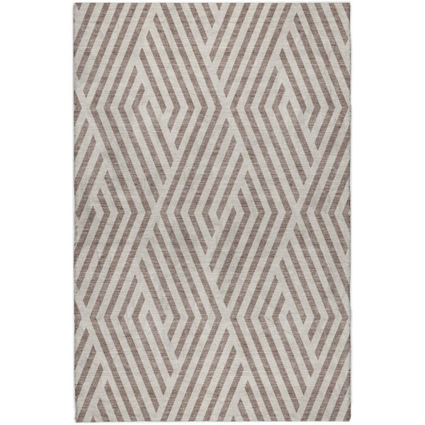 Dream Shag Premium Machine Washable Abstract ADS550 Taupe 9 ft. x 12 ft. Area Rug