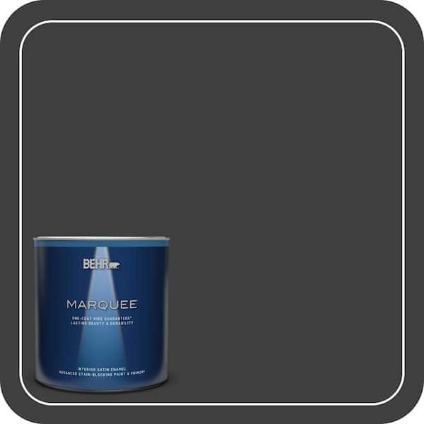 BEHR MARQUEE 1 qt. Black One-Coat Hide Satin Enamel Interior Paint & Primer